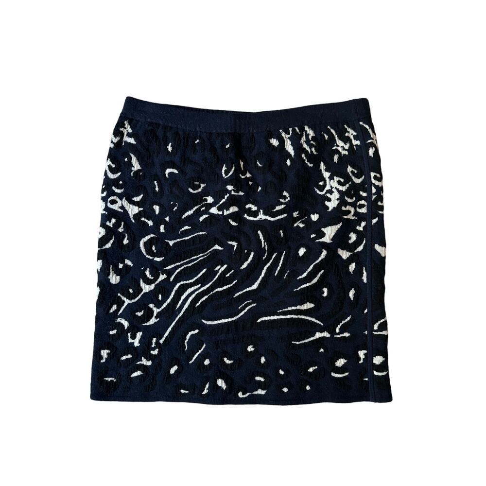 Club Monaco | Blue + Black Wool Blend Knit Skirt | Size Large